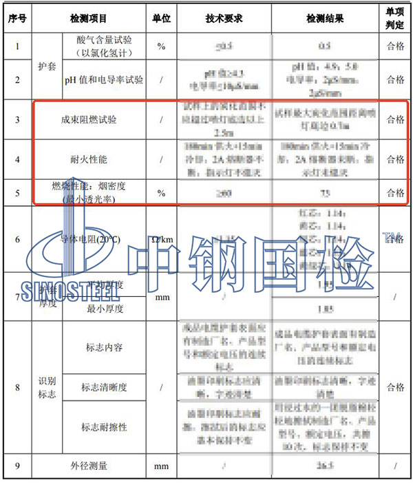 礦物質電纜檢測項目結果