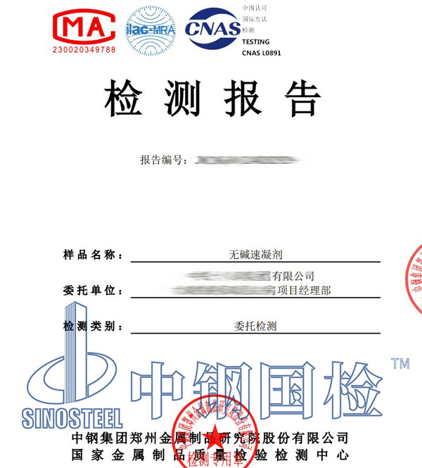 速凝劑檢測報告圖片